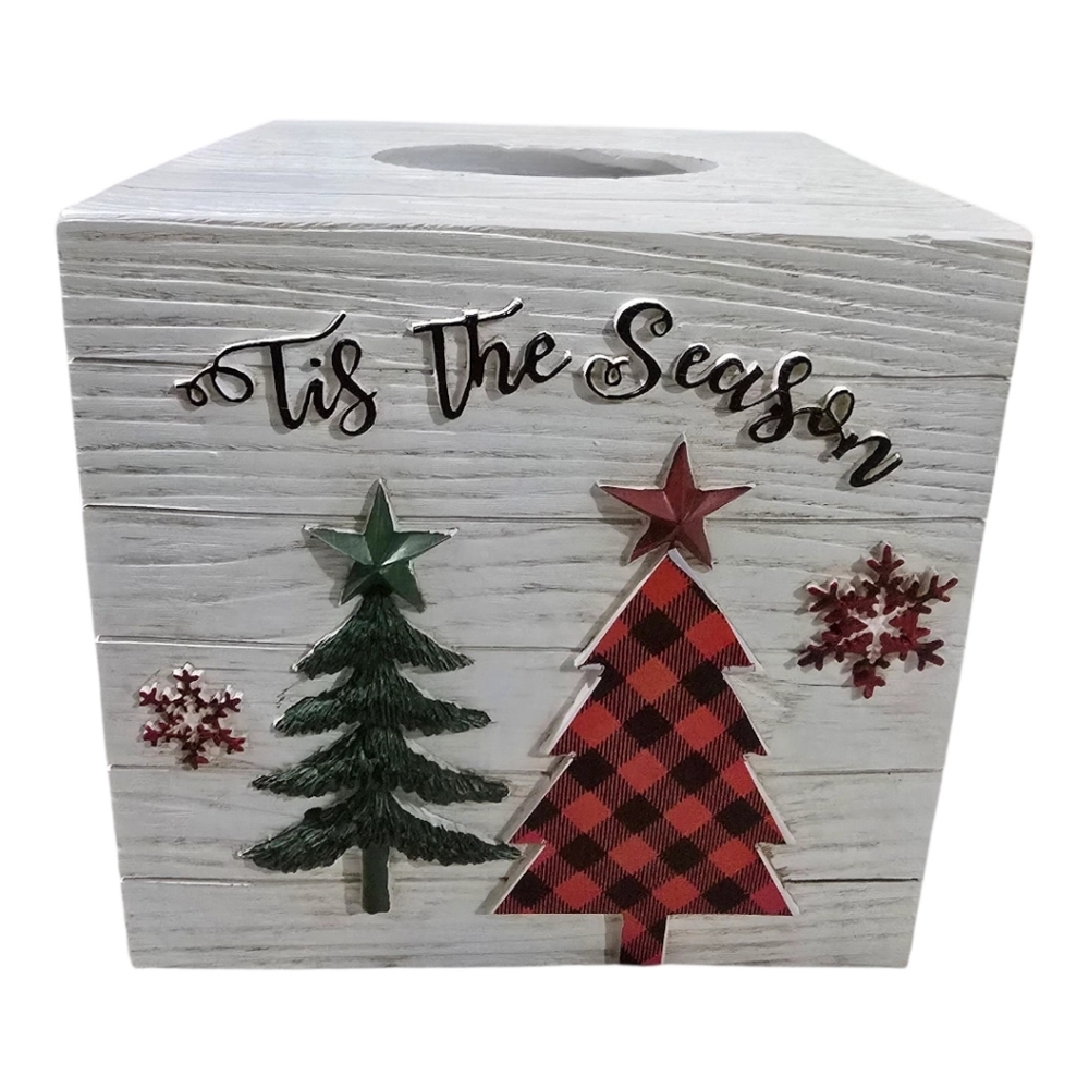 Avanti Tis The Season Festive Holiday Tissue Box Cover